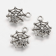 Tibetan Style Alloy Pendants, Spider Web, Antique Silver, 17x13.5x2mm, Hole: 2mm(X-PALLOY-F131-04)