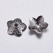 304 Stainless Steel Beads Caps, 5-Petal, Stainless Steel Color, 10x2.5mm, Hole: 1.5mm(STAS-P161-12)