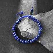 Adjustable Natural Lapis Lazuli Braided Bead Bracelets, with Nylon Cord, 2 inch~2-1/2 inch(5.2~6.6cm)(BJEW-F369-A15)