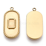 304 Stainless Steel Pendant Cabochon Settings, Oval, Nickel Free, Real 14K Gold Plated, Tray: 3.5x6mm, 22.5x11x2mm, Hole: 1.5mm(STAS-T060-50G)