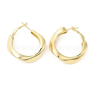 Brass Twist Hoop Earrings for Women, Real 16K Gold Plated, 36x35x9.5mm(EJEW-K248-16G)
