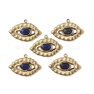 Vacuum Plating 201 Stainless Steel Natural Natural Lapis Lazuli Pendants, Real 18K Gold Plated, Eye Charms, 15.5x23x3.5mm, Hole: 1.5mm(STAS-C064-VC912)