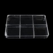 6 Grids Plastic Bead Containers with Cover, for Jewelry, Beads, Small Items Storage, Rectangle, Clear, 19.8x29.8x3.35cm(CON-K002-03B)