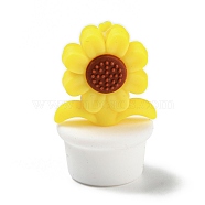 Sunflower Food Grade Eco-Friendly Silicone Beads, Chewing Beads For Teethers, DIY Nursing Necklaces Making, White, 30x19mm, Hole: 1.5mm(SIL-B046-01)