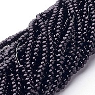 Glass Pearl Beads Strands, Pearlized, Round, Black, 3~4mm, Hole: 1mm, about 190~200200pcs/strand, 25.59 inch(65cm)(HY-3D-B20)