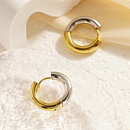 Two Tone 304 Stainless Steel Huggie Hoop Earrings for Women, Golden & Stainless Steel Color, 20mm(WQ4078-1)