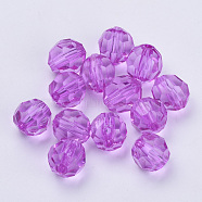 Transparent Acrylic Beads, Faceted, Round, Dark Violet, 6x5.5mm, Hole: 1.3mm, about 4200pcs/500g(TACR-Q257-6mm-V48)
