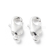 Brass Lobster Claw Clasps, 925 Sterling Silver Plated, 13x7x3mm, Hole: 1.6mm(KK-G479-02S)