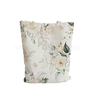 Flower Printed Canvas Women's Tote Bags, with Handle, Shoulder Bags for Shopping, Rectangle, Floral White, 66.5cm, Bag: 39.5~40x32.5~33x0.2cm(ABAG-L018-C04)