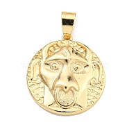 Brass Pendants, Real 18K Gold Plated, Taurus, 23x21x4mm, Hole: 6x4mm(KK-K354-05G-04)