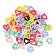 Opaque Resin Cabochons, Heart, Mixed Color, 7.5x7x1.8mm(RESI-E045-03)