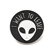 Word I Want to Leave Enamel Pin, Platinum Alloy Badge for Backpack Clothes, Human Pattern, 30x2mm(JEWB-G018-06B-P)