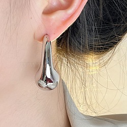 Alloy with Enamel Ear Studs, Teardrop, Silver, 43x16.5mm(EJEW-U002-08S)