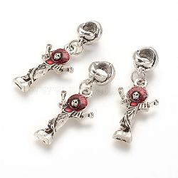 Alloy European Dangle Charms, with Enamel, Jesus, For Easter, Antique Silver, 36mm, Hole: 4.5mm(PALLOY-P130-04AS)