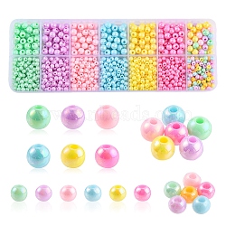 Opaque Acrylic Beads, AB Color, Round, Mixed Color, 4x3.5mm, Hole: 1.6mm and 6x5mm, Hole: 1.8mm, 1470Pcs/box(SACR-YW0001-33)