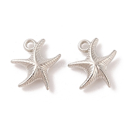 CCB Plastic Pendants, Starfish, Platinum, 21x19x5.5mm, Hole: 2mm(CCB-N006-22P)