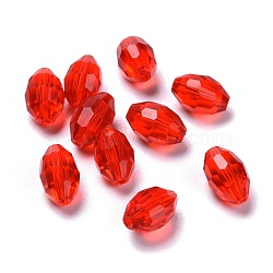 Glass Imitation Austrian Crystal Beads, Faceted, Oval, Red, 15x9mm, Hole: 0.8~1.4mm(GLAA-K055-04B)