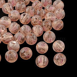 Handmade Luminous Inner Flower Lampwork Beads, Round, Dark Salmon, 12mm, Hole: 2mm(LAMP-R129-12mm-03)