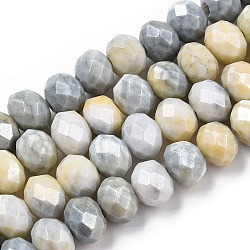 Faceted Electroplated Glass Beads Strands, AB Color Plated, Abacus, Light Grey, 8~8.5x6~6.5mm, Hole: 1.4mm, about 66~67pcs/strand, 15.35 inch~16.57 inch(39~41.1cm)(GLAA-C023-02-B04)