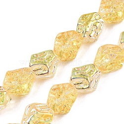 Electroplate Glass Beads Strands, Nuggets, Gold, 13.5~14x13~13.5x10mm, Hole: 1mm, about 45pcs/strand, 24.21 inch(61.5cm)(EGLA-N012-08K)