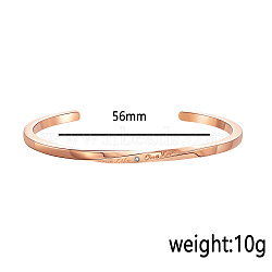 Twisted Stainless Steel Cuff Bangles, Rose Gold, Inner Diameter: 2-1/4 inch(5.6cm)(PD9114)