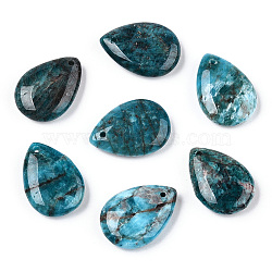 Natural Apatite Pendants, Teardrop Charms, 22.5~25x17~18x7mm, Hole: 1.6mm(G-B013-06M-01)