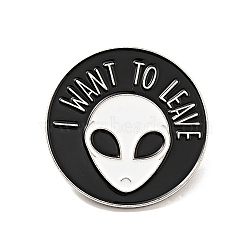 Word I Want to Leave Enamel Pin, Platinum Alloy Badge for Backpack Clothes, Human Pattern, 30x2mm(JEWB-G018-06B-P)