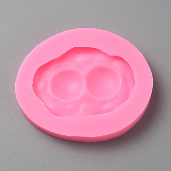 Poached Egg Silicone Mold, Fondant Molds, for DIY Cake Decoration, Chocolate, Candy, UV Resin & Epoxy Resin Craft Making, Deep Pink, 66x79x13mm, Inner Diameter: 65x45mm