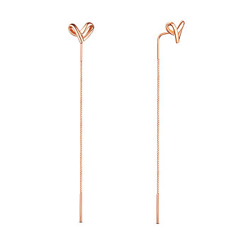 SHEGRACE Attractive 925 Sterling Silver Thread Earrings, Heart Knot, Rose Gold, 60mm