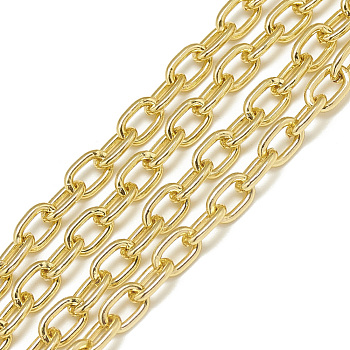 Aluminum Cable Chains, Unwelded, with Card Paper, Oval, Gold, 9x5.7x1.6mm