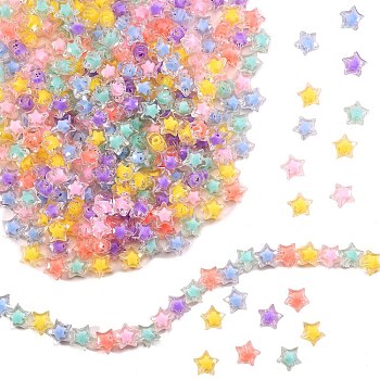 Transparent Acrylic Beads, Bead in Bead, Faceted, Star, Mixed Color, 14x15x8.5mm, Hole: 2mm, about 310pcs/300g