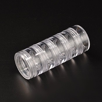 Column Plastic Beads Storage Container, 5 Compartments, Clear, 100x39mm