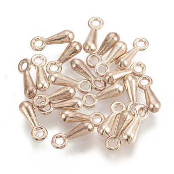 Alloy Charms, Chain Extender Drop, Teardrop, Rose Gold, 7x2.5x2mm, Hole: 1mm, about 5000pcs/bag