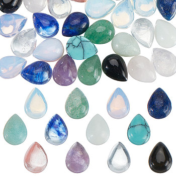 48Pcs 12 Styles Mixed Gemstone Cabochons, Drop, 8x6x3mm, 4pcs/style