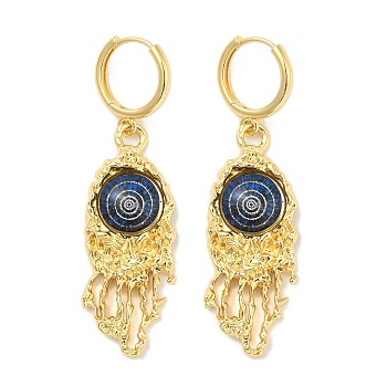 Rack Plating Brass Dangle Earrings for Women, Cadmium Free & Lead Free, Long-Lasting Plated, Evil Eye, Black, 63x18.5mm