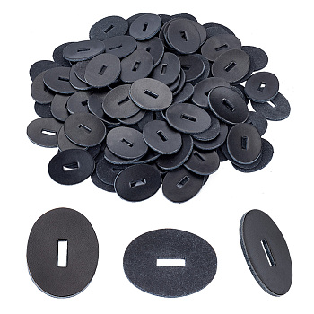 Leather Handle Washers, Leather Spacer, Oval, for Knife Making, Black, 33x25x2mm, Hole: 10x3mm