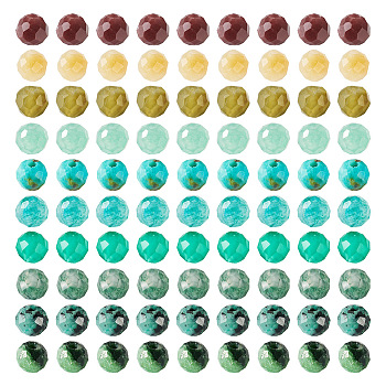 100Pcs 10 Styles Natural Mixed Gemstone Beads Sets, Faceted Round Beads, Alice Blue, 3mm, Hole: 0.6mm, 10pcs/style