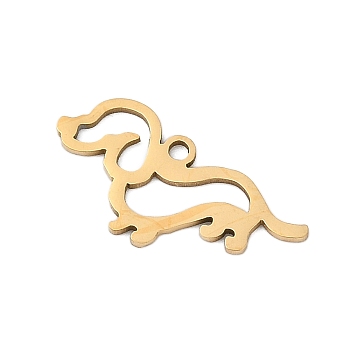 201 Stainless Steel Pendants, Dog Charms, Real 18K Gold Plated, 11.5x20x1mm, Hole: 1.5mm