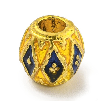 Brass Beads, with Enamel, Real 18K Gold Plated, Barrel, 7.5x7.5mm, Hole: 3mm