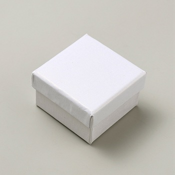 Square Paper Earring Storage Boxes, White, 5.3x5.3x3.35cm