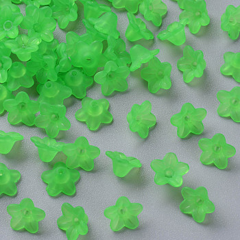 Transparent Acrylic Beads, Flower, Frosted, Dark Sea Green, 10x5mm, Hole: 1mm, about 4600pcs/500g