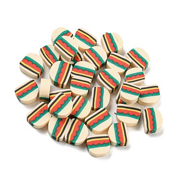 Handmade Polymer Clay Beads, Hamburger, Colorful, 8x8.5x4.5mm, Hole: 1.8mm
