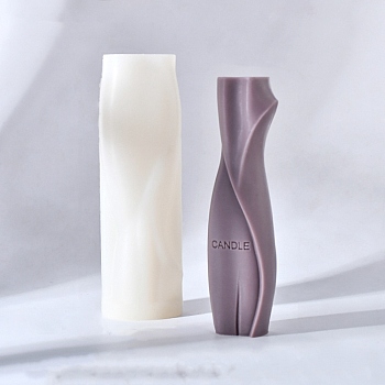 Abstract Vase Shape DIY Silicone Candle Molds, for Scented Candle Making, White, 5.2x4x16.5cm