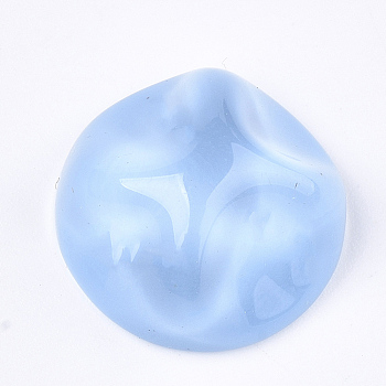 Resin Cabochons, Imitation Cat Eye, Waved Half Round, Light Sky Blue, 12x6.5mm