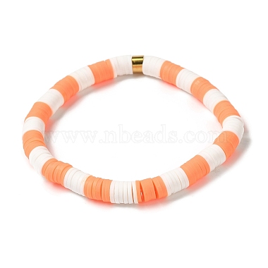Bracelet extensible de surfeur heishi en argile polymère avec 304 perles en acier inoxydable(BJEW-SW00110-06)-2