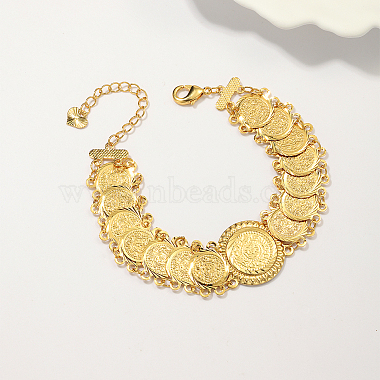 Elegant Brass Hollow Carved Golded Middle Eastern Coin Ladies Link Chain Bracelets for Women(PG3395)-3