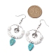 Natural Sea Shell Beads and Synthetical Dyed Turquoise Leaf Pendants Earrings(EJEW-JE05921)-3