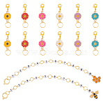 DIY Bee Daisy Knitting Tool Sets, including Alloy Enamel Locking Stitch Markers, Knitting Row Counter Chains, Mixed Color, 228~230mm, 14pcs/set(HJEW-UN00027)