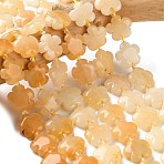 Natural Topaz Jade Beads Strands, 5-Petal Flower, with Seed Beads, 15x5.5mm, Hole: 1mm, about 27pcs/strand, 16.53''(41.99cm)(G-L241B-18)
