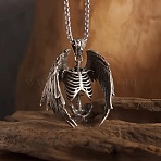 Punk Style Alloy Gothic Skeleton Angel Pendant Box Chain Necklaces for Men, Antique Silver, 23.62 inch(60cm)(FS-WG22DE5-01)